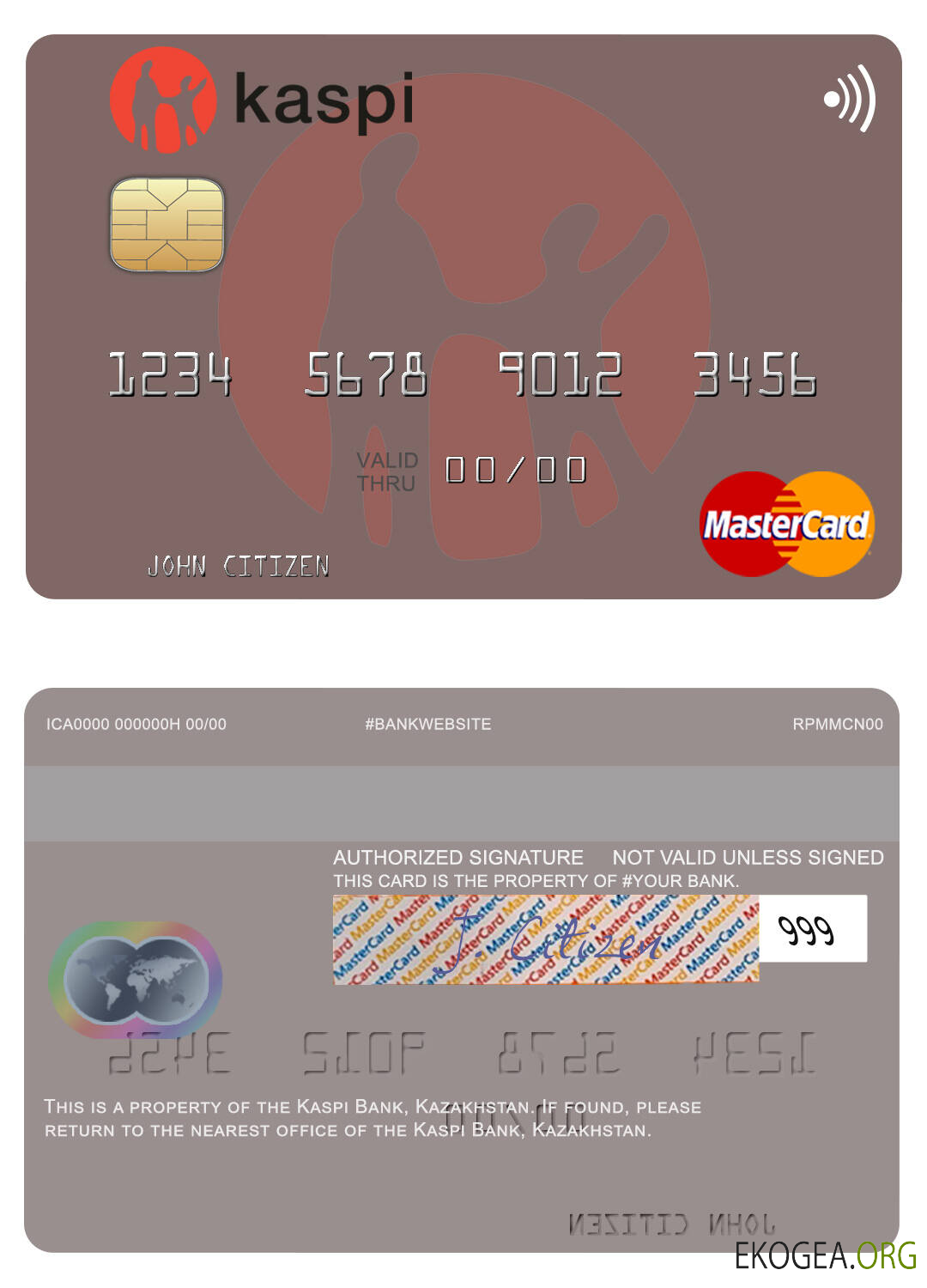 Carte Mastercard de la Banque Kaspi du Kazakhstan